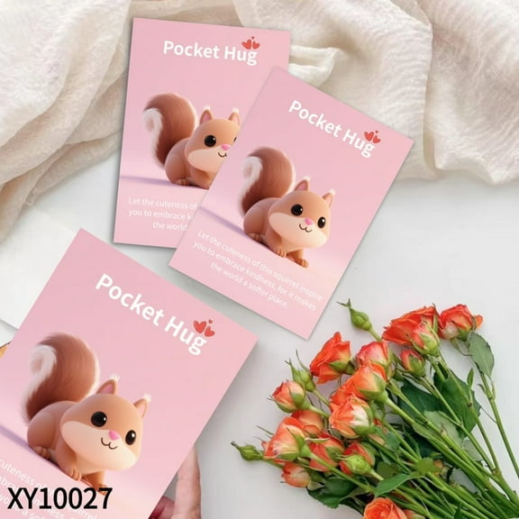 Spirational Pocket Hug Squirrel Deco for Lucky Gifts for Family and Friends, 60pcs Pocket Hug Cards Emotional Support Employee Team Colleagues Staff Christmas Stocking Decorations Supplies for Girls