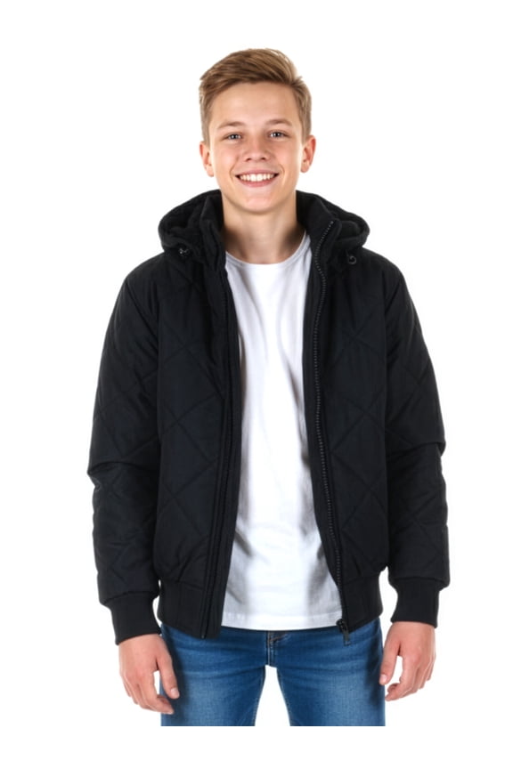 Boys' Sherpa Lined Jacket Color: black Size: 14 - 16