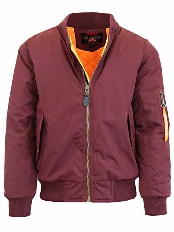 Spire By Galaxy Men's Flight Jacket Maroon 2X-Large