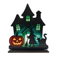 thumbnail image 1 of Spire Haunted House Wooden Tabletop Ornament Witch Silhouette Halloween Desktop Statue, 1 of 4