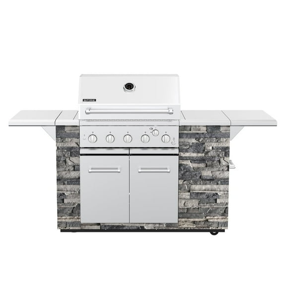 Spire Premium 5 Burner Built In Gas Grill Island Head, Stainless Steel 30" Barbeque Grill with Rear Burner, 63,000 BTUs, 758 SQ In Racks, Propane Grill with Dual Fuel Compatibility (Gray) – 860-0032A