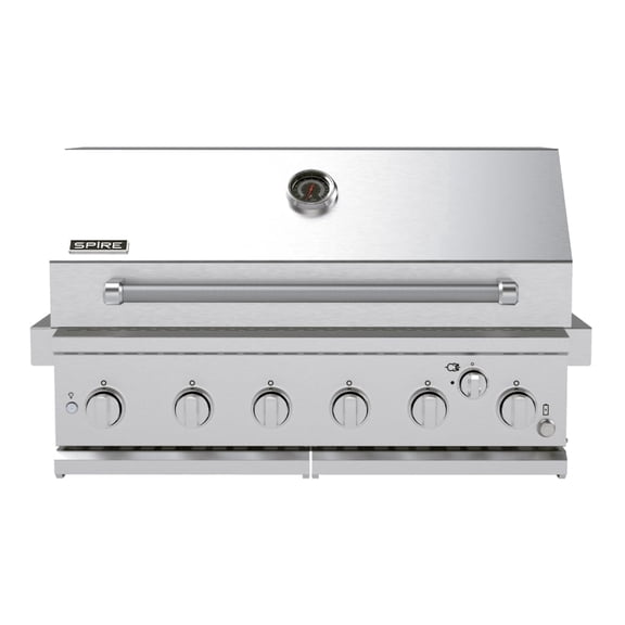 Spire Premium 6 Burner Built In Gas Grill Island Head, Stainless Steel 36 Inch Barbeque Grill with Rear Burner, 73,000 BTUs, 904 SQ In Racks, Propane Grill with Dual Fuel Compatibility - 740-0781P