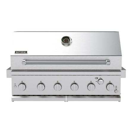 Spire Premium 6 Burner Built In Gas Grill Island Head, Stainless Steel 36 Inch Barbeque Grill with Rear Burner, 73,000 BTUs, 904 SQ In Racks, Propane Grill with Dual Fuel Compatibility - 740-0781P