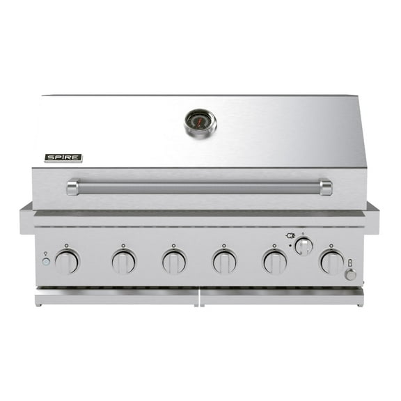 Spire Premium 6 Burner Built In Gas Grill Island Head, Stainless Steel 36 Inch Barbeque Grill with Rear Burner, 73,000 BTUs, 904 SQ In Racks, Propane Grill with Dual Fuel Compatibility - 740-0781P