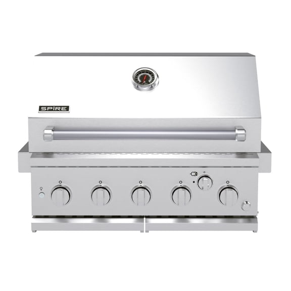Spire Premium 5 Burner Built In Gas Grill Island Head, Stainless Steel 30 Inch Barbeque Grill with Rear Burner, 63,000 BTUs, 750 SQ In Racks, Propane Grill with Dual Fuel Compatibility - 740-0788P