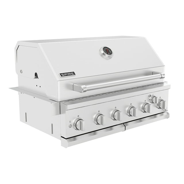 Spire Premium Propane Grill Built-in Head, Barbecue Grill island, 6-Burner with Rear Burner, Convertible to Natural Gas, 36 inches Built-In Island Grill Head, Stainless Steel