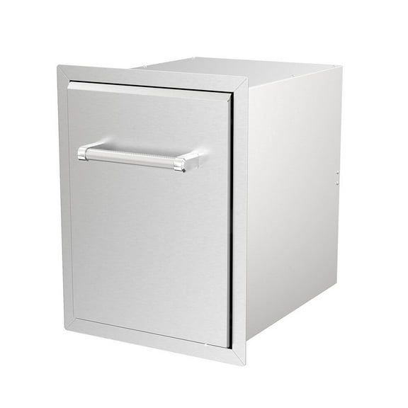 Spire Stainless Steel Built-in Roll-out Trash Can, 10 Gallon Trash Bin, Perfect for Outdoor Island Kitchens, BBQs, Grilling & Cooking, 480-0002