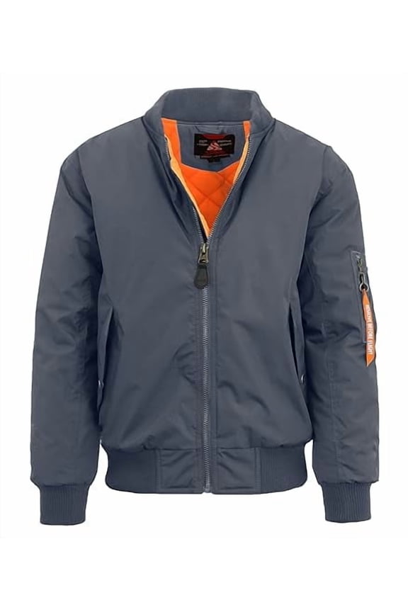 Spire by Galaxy Men's Flight Jacket, Charcoal, M
