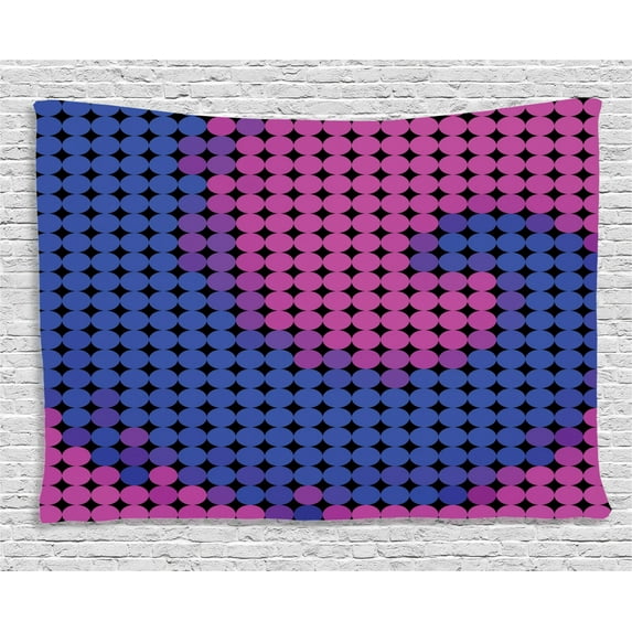 Spires Decor Tapestry, Spiral Background with Pixel Dotted Flat Design Odd Gradient Artful Art Decor, Wall Hanging for Bedroom Living Room Dorm Decor, 60W X 40L Inches, Pink Blue, by Ambesonne