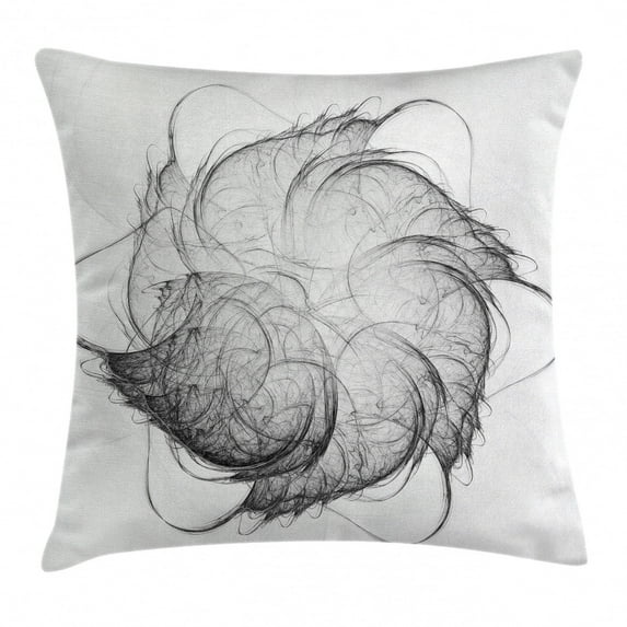 Spires Decor Throw Pillow Cushion Cover, Original Futuristic Chaotic Graphic Image with Bizarre Forms and Features, Decorative Square Accent Pillow Case, 16 X 16 Inches, Grey White, by Ambesonne