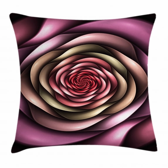 Spires Decor Throw Pillow Cushion Cover, Rose Petals Curved Winds around Fixed Center Point at Increasing Digital Decor, Decorative Square Accent Pillow Case, 24 X 24 Inches, Multi, by Ambesonne