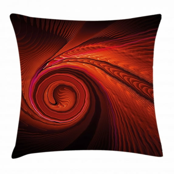 Spires Decor Throw Pillow Cushion Cover, Spooky Spiral Form in Darkness with Digital Effects Perplexed Dreamy Place Image, Decorative Square Accent Pillow Case, 16 X 16 Inches, Red, by Ambesonne