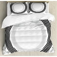 thumbnail image 1 of Spires Duvet Cover Set, Abstract Circular Element with Interlace Spinning Concentric Rings Simplistic Art, Decorative 3 Piece Bedding Set with 2 Pillow Shams, King Size, Black, by Ambesonne, 1 of 3