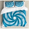 thumbnail image 1 of Spires Duvet Cover Set, Computer Rendered Abstract Fractal Design Rotary Turning Futuristic Hole Tube Whirl Design, Decorative 3 Piece Bedding Set with 2 Pillow Shams, Queen Size, Blue, by Ambesonne, 1 of 3