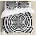 thumbnail image 1 of Spires Duvet Cover Set, Digital Spinning Hypnotic Design Focus Vortex Circle Cosmos Concept Computer Print, Decorative 3 Piece Bedding Set with 2 Pillow Shams, Calking Size, Black Grey, by Ambesonne, 1 of 2