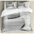 thumbnail image 1 of Spires Duvet Cover Set Queen Size, Shell Shaped Form with Chamber Arranged in Geometric Abstract Spirals Macro Model Image, Decorative 3 Piece Bedding Set with 2 Pillow Shams, White, by Ambesonne, 1 of 3