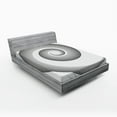 thumbnail image 1 of Spires Fitted Sheet, Spiral Dimensional Curve Turns Around an Axis Rotary Parallel to Ring Center Design Image, Soft Decorative Fabric Bedding, Queen Size, Black, by Ambesonne, 1 of 2