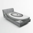 thumbnail image 1 of Spires Fitted Sheet, Spiral Dimensional Curve Turns Around an Axis Rotary Parallel to Ring Center Design Image, Soft Decorative Fabric Bedding, Twin Size, Black, by Ambesonne, 1 of 2