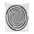 thumbnail image 1 of Spires Soft Flannel Fleece Blanket, Digital Spinning Hypnotic Design Focus Vortex Circle Cosmos Concept Computer Print, Cozy Plush for Indoor and Outdoor Use, 60" x 80", Black Grey, by Ambesonne, 1 of 5