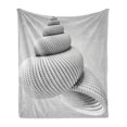 thumbnail image 1 of Spires Soft Flannel Fleece Blanket, Shell Shaped Form with Chamber Arranged in Geometric Abstract Spirals Macro Model Image, Cozy Plush for Indoor and Outdoor Use, 50" x 60", White, by Ambesonne, 1 of 5