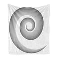 thumbnail image 1 of Spires Soft Flannel Fleece Blanket, Spiral Dimensional Curve Turns Around an Axis Rotary Parallel to Ring Center Design Image, Cozy Plush for Indoor and Outdoor Use, 50" x 60", Black, by Ambesonne, 1 of 5