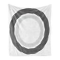 thumbnail image 1 of Spires Soft Flannel Fleece Throw Blanket, Abstract Circular Element with Interlace Spinning Concentric Rings Simplistic Artwork, Cozy Plush for Indoor and Outdoor Use, 70" x 90", Black, by Ambesonne, 1 of 5