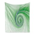 thumbnail image 1 of Spires Soft Flannel Fleece Throw Blanket, Curve Windsround Fixed Motif Continuously Increasing Spirals Computer Print, Cozy Plush for Indoor and Outdoor Use, 60" x 80", Green, by Ambesonne, 1 of 5