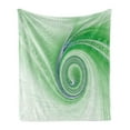 thumbnail image 1 of Spires Soft Flannel Fleece Throw Blanket, Curve Windsround Fixed Motif Continuously Increasing Spirals Computer Print, Cozy Plush for Indoor and Outdoor Use, 70" x 90", Green, by Ambesonne, 1 of 5