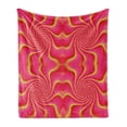 thumbnail image 1 of Spires Soft Flannel Fleece Throw Blanket, Digital Pop Art Produced Expanding Shady Lines and Nested Shape Design Print, Cozy Plush for Indoor and Outdoor Use, 60" x 80", Red Yellow, by Ambesonne, 1 of 6