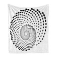 thumbnail image 1 of Spires Soft Flannel Fleece Throw Blanket, Minimalist Spiral Shape Dotted Monochrome Swirling Twisting Helix Form Design, Cozy Plush for Indoor and Outdoor Use, 60" x 80", Black White, by Ambesonne, 1 of 6