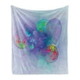 thumbnail image 1 of Spires Soft Flannel Fleece Throw Blanket, Psychedelic Abstract Digital Odd and Colorful Misty Like Balloons Trippy Graphic, Cozy Plush for Indoor and Outdoor Use, 70" x 90", Violet Red, by Ambesonne, 1 of 6