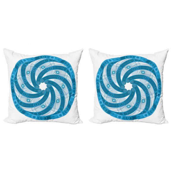 Ambesonne Blue Throw Pillow Cover 2 Pack, Abstract Fractal, 18", Blue