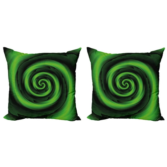 Ambesonne Green Throw Pillow Cover 2 Pack, Abstract Spirals, 16", Green