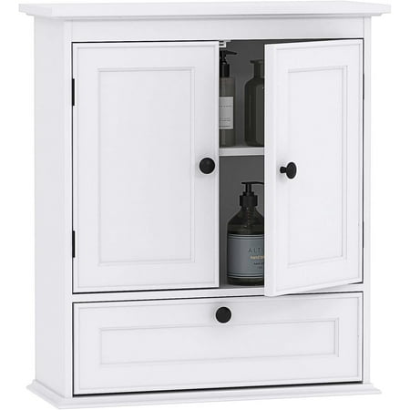 Spirich Bathroom Wall Cabinet with Adjustable Shelf and Door Knobs, White