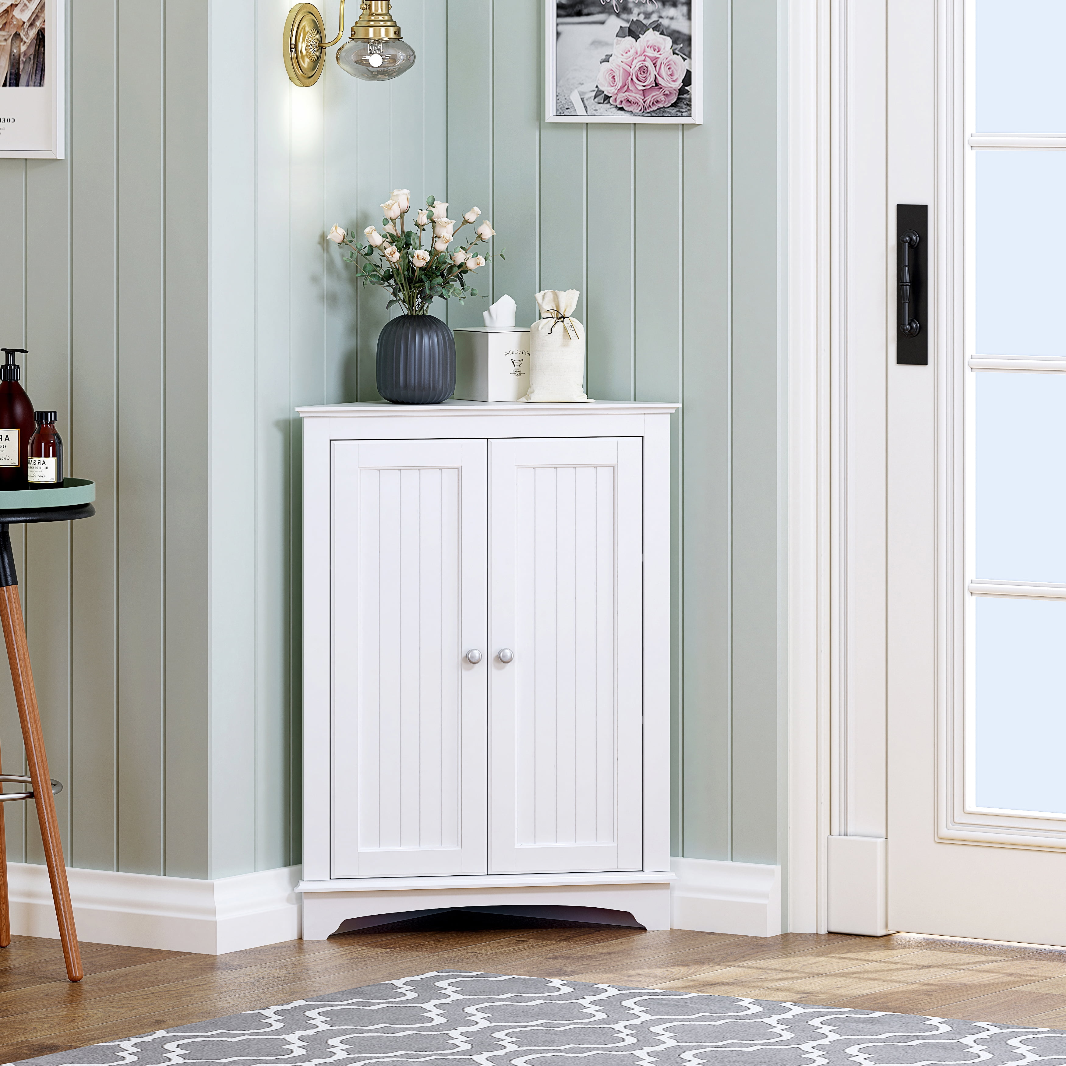 Spirich Corner Cabinet with 2 Shutter Doors free standing floor