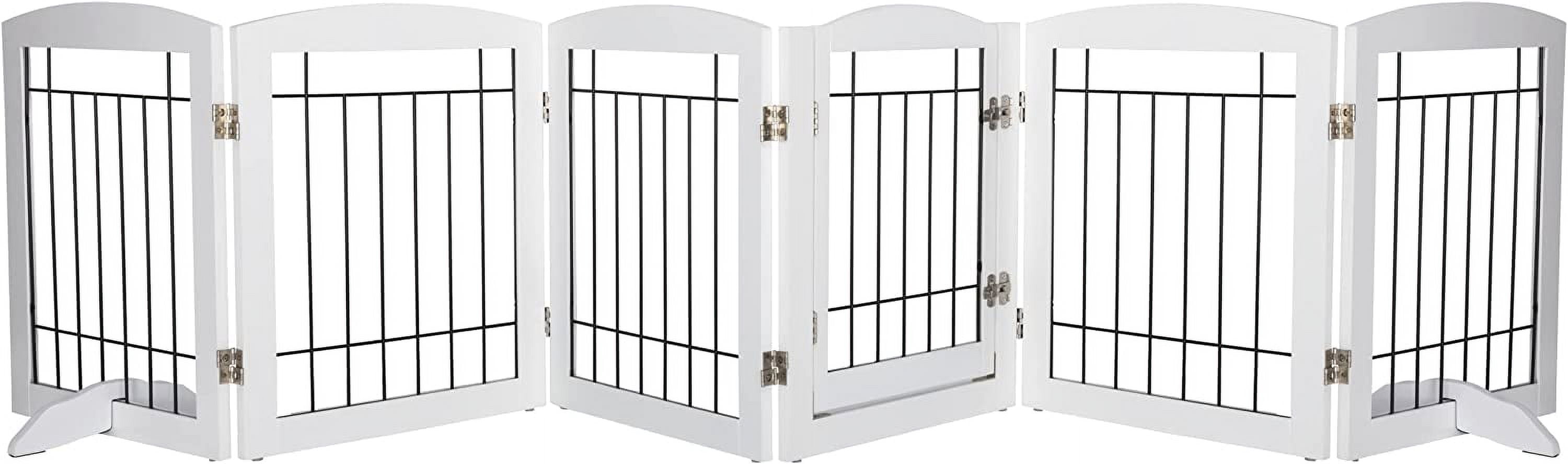 Spirich Extra Wide Dog Gate with Door Walk Through, Wooden Freestanding