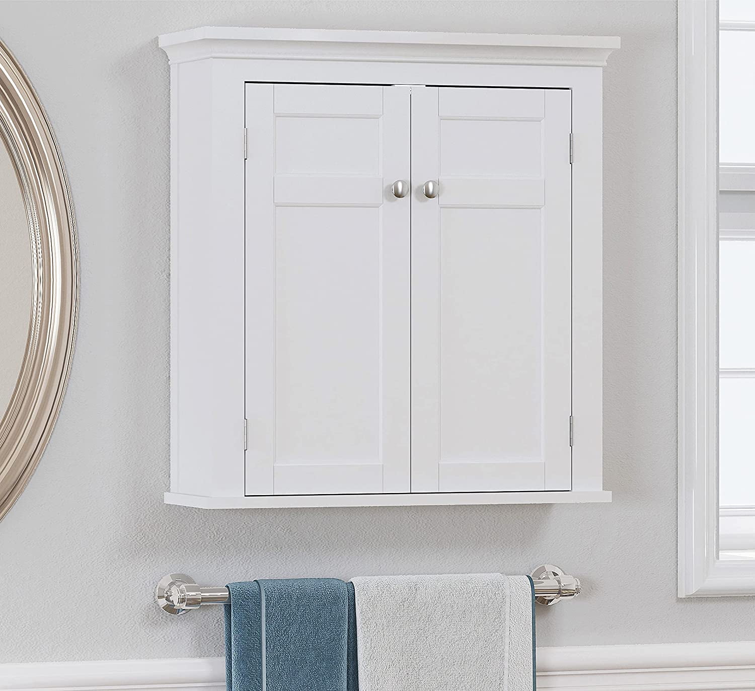 Spirich Home Bathroom Storage Cabinet, Wall Mounted Shuttered Wood ...