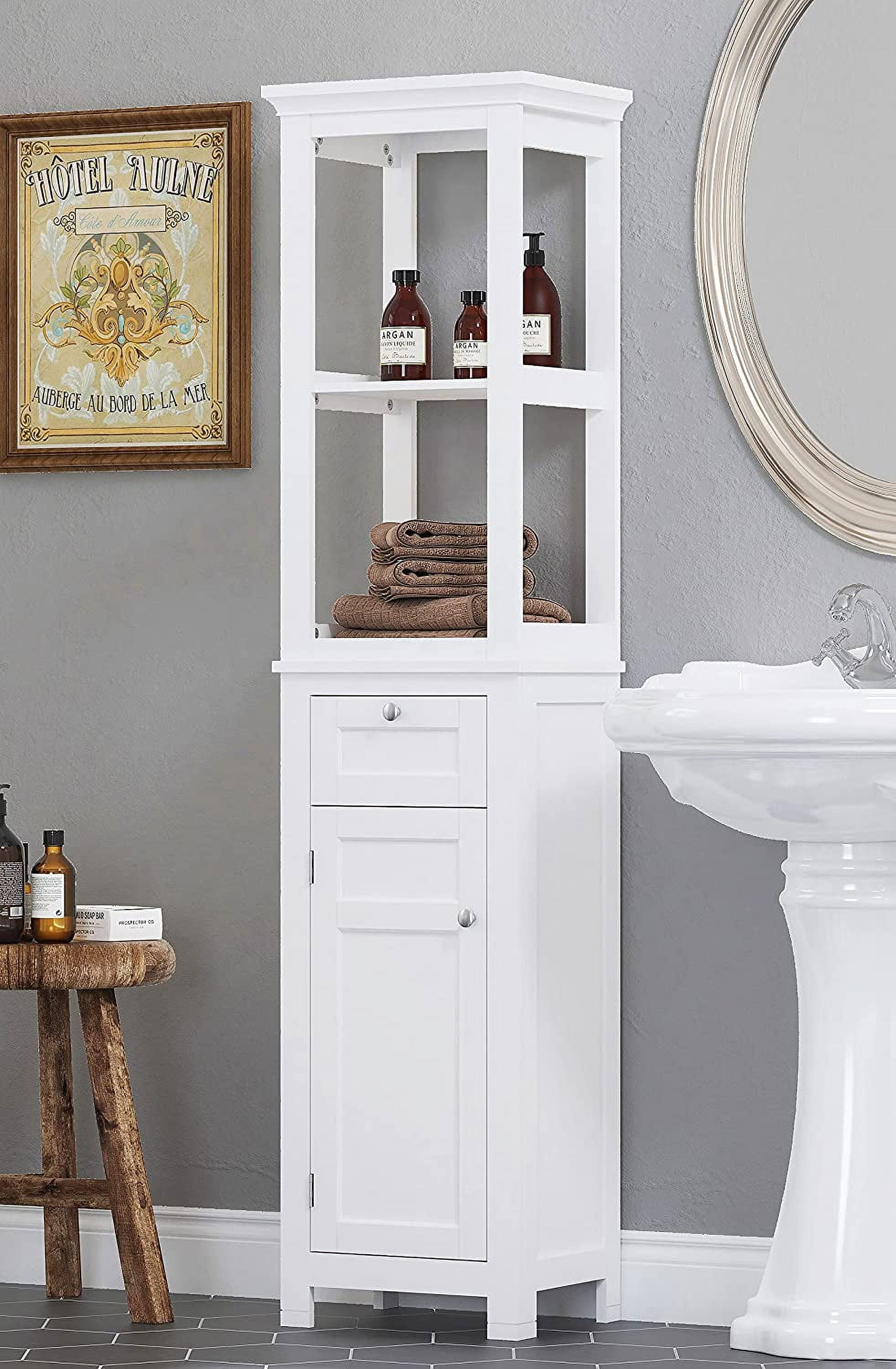 Spirich Home Meuble d'angle avec 2 portes et étagères, meuble de rangement  d'angle autoportant pour salle de bain, cuisine, salon ou chambre à