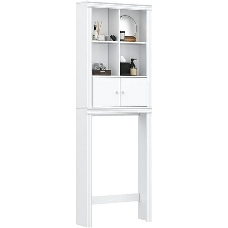 Spirich Home Bathroom Shelf Over The Toilet, Bathroom Cabinet Organizer Over Toilet, Space Saver Cabinet Storage (White)