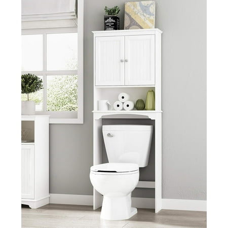 Spirich Bathroom Space Saver Cabinet with Adjustable Shelf, Over-the-Toilet Storage Organizer, White