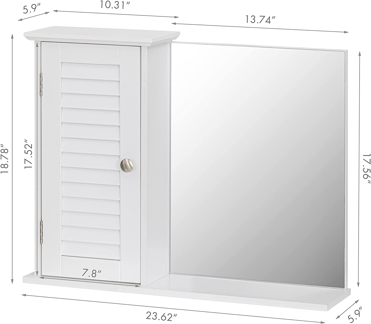 Spirich Home Bathroom Wall with Mirror, Wall Mounted Storage