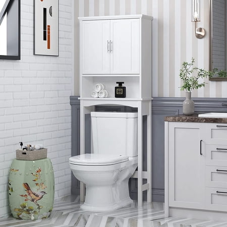 Spirich Bathroom Storage Cabinet Over Toilet, White Organizer Shelf