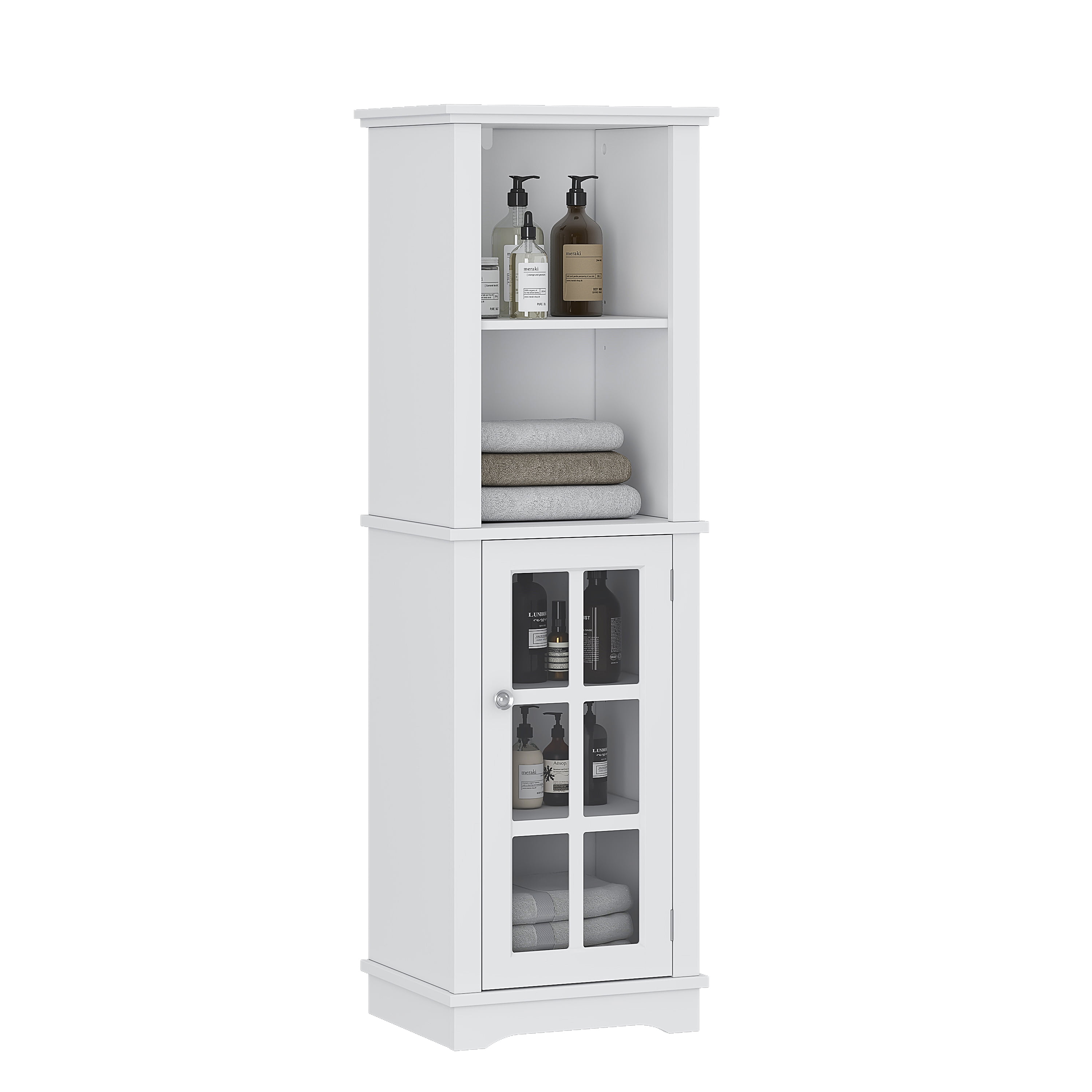 Spirich Tall Slim Bathroom Storage Cabinet, Floor Freestanding Narrow Tall  Cabinet with Adjustable Shelves for Bathroom, Living Room, White