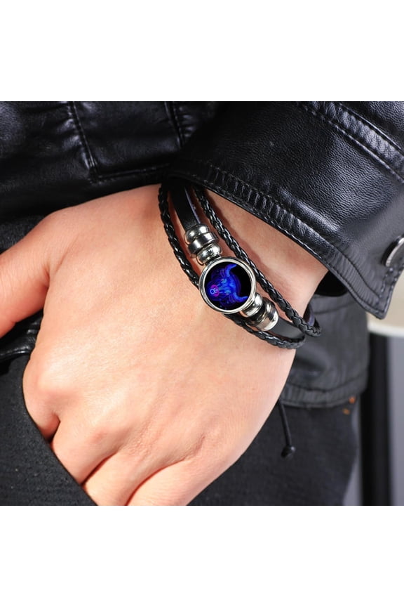 Zodiac Bracelet for Women & Men, 12 Constellation Sign – Adjustable Leather Wrap Bracelet for Daily Wear and Personal Expression
