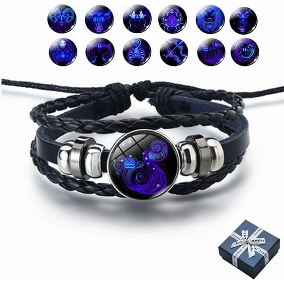 Spirilet Bracelet Zodiac Manifestation, Zodiac Signs Spirit Bracelet, Serene Manifestation Bracelet, Multilayer Adjustable 12 Constellations PU Leather Zodiac Bangles Unisex