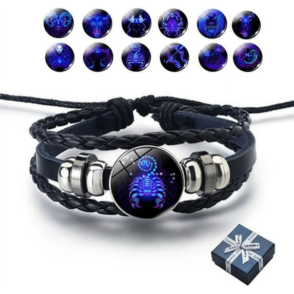 Spirilet Bracelet Zodiac Manifestation, Zodiac Signs Spirit Bracelet, Serene Manifestation Bracelet, Multilayer Adjustable 12 Constellations PU Leather Zodiac Bangles Unisex