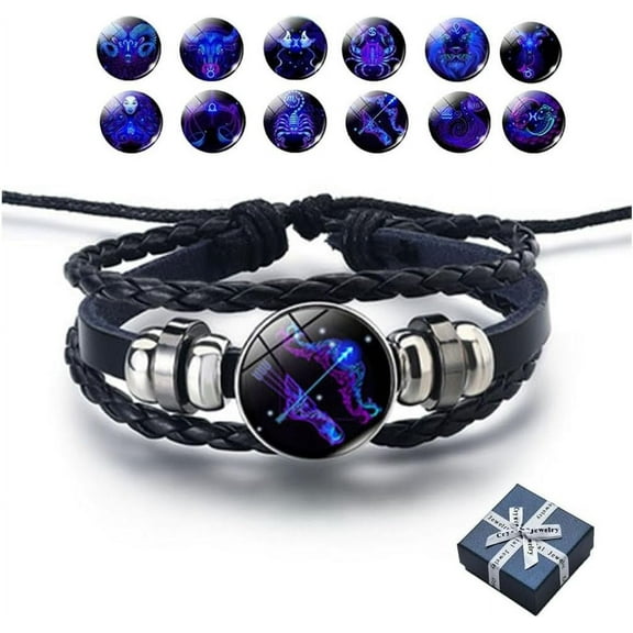 Spirilet Bracelet Zodiac Manifestation, Zodiac Signs Spirit Bracelet, Serene Manifestation Bracelet, Multilayer Adjustable 12 Constellations PU Leather Zodiac Bangles Unisex