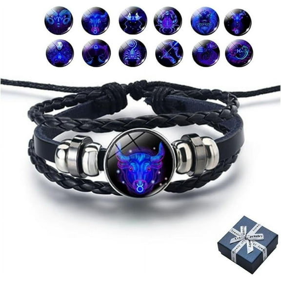 Spirilet Bracelet Zodiac Manifestation, Zodiac Signs Spirit Bracelet, Serene Manifestation Bracelet, Multilayer Adjustable 12 Constellations PU Leather Zodiac Bangles Unisex