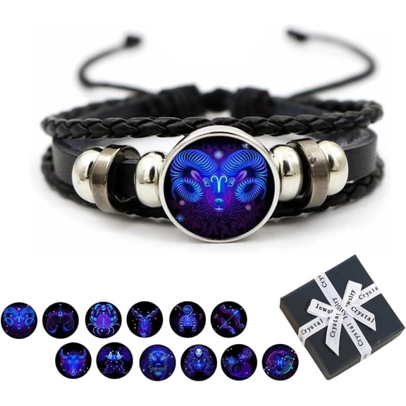 Spirilet Bracelet for Women, Zodiac Signs Spirit Bracelet, Serene Manifestation Bracelet, Adjustable 12 Constellation Zodiac Leather Bracelets Unisex