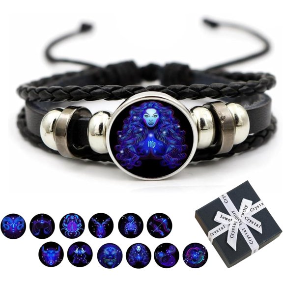 Spirilet Bracelet for Women, Zodiac Signs Spirit Bracelet, Serene Manifestation Bracelet, Adjustable 12 Constellation Zodiac Leather Bracelets Unsex